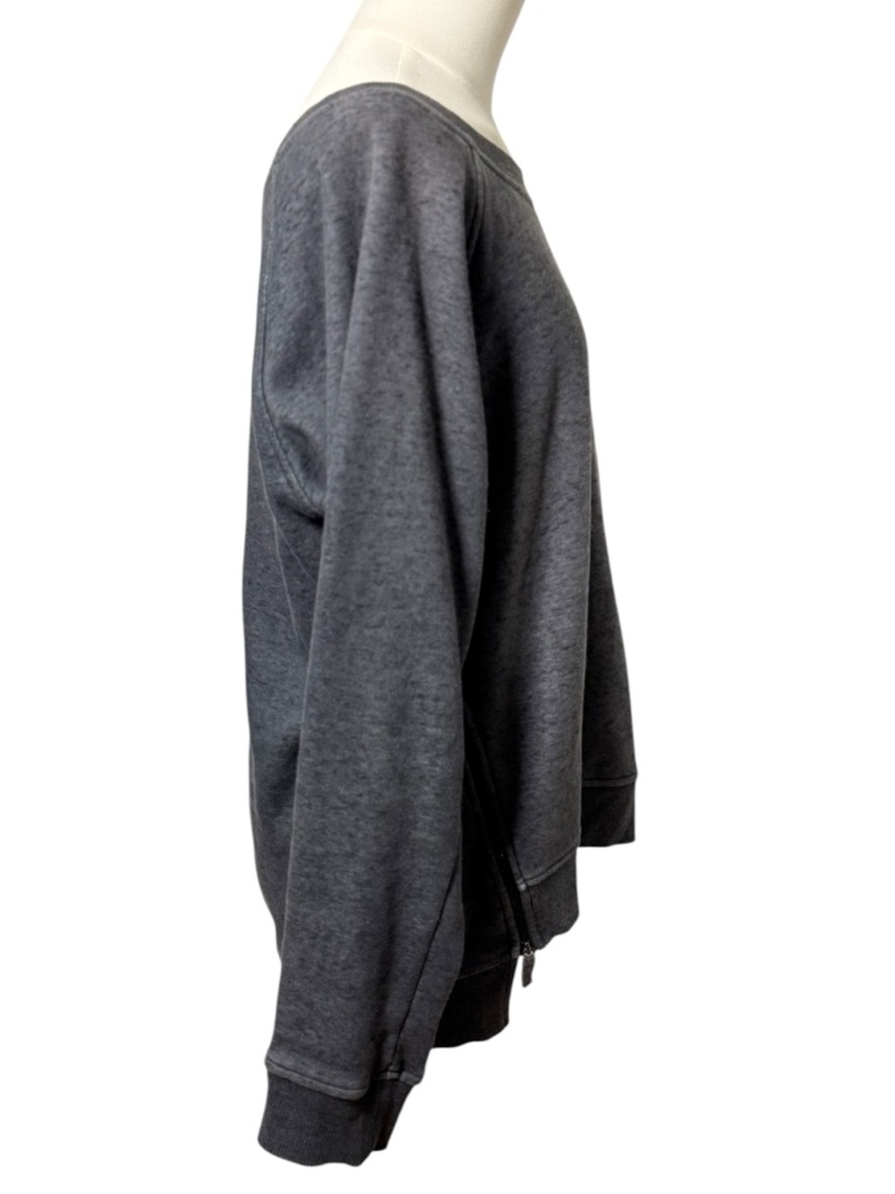 UGG Morgan Side Zip Distressed Sweatshirt in Gray Size Medium - Picture 4 of 10